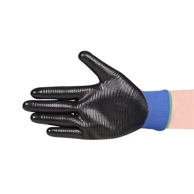 Guants de seguretat revestits de nitril negre blau revestiment U3 de puny verd
